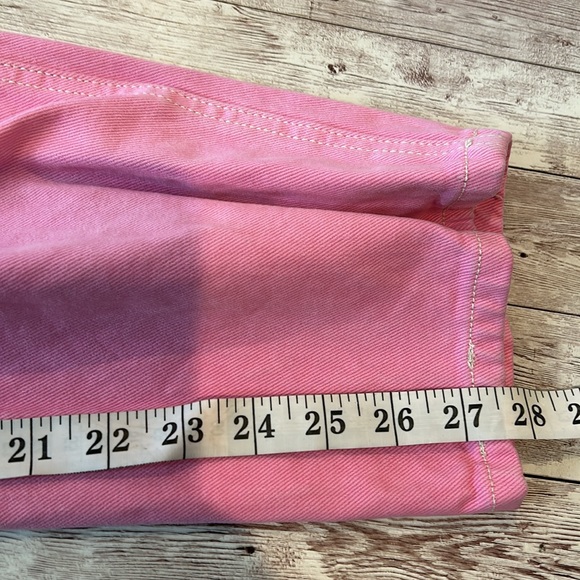 John Galt Brandy Melville Pink High Rise Baggy Wide Leg Cargo Pants Jeans - Picture 9 of 10